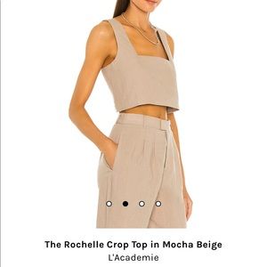 L’academie The Rochelle Crop Top Sz S NEW WITH TAGS in Mocha Beige